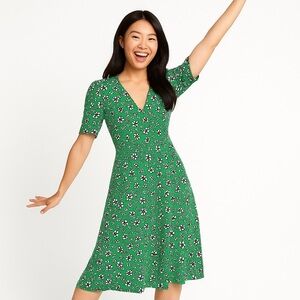 TOPSHOP Bright Green with White Floral Print Dress Size 6